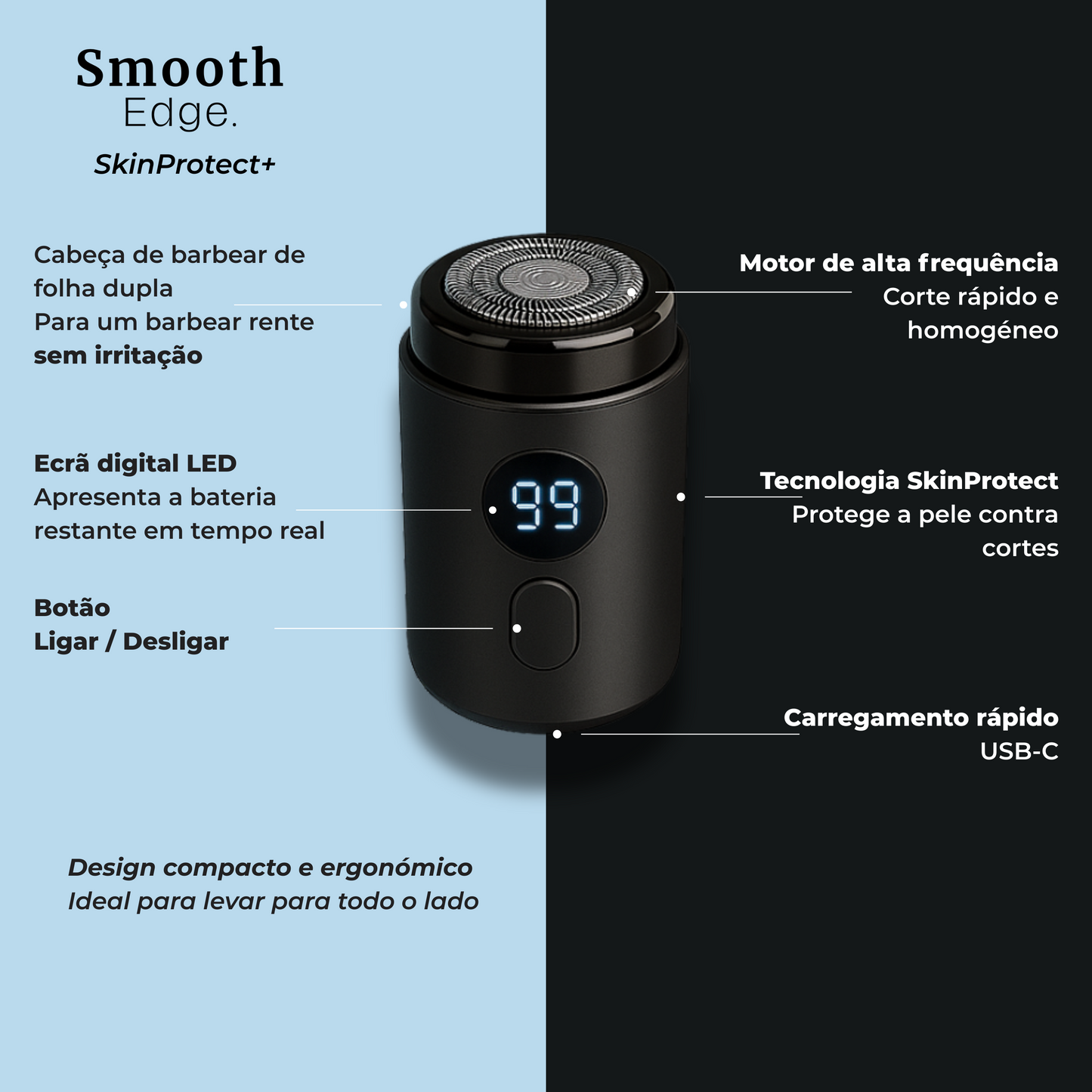 SkinProtect+ · Máquina de barbear portátil